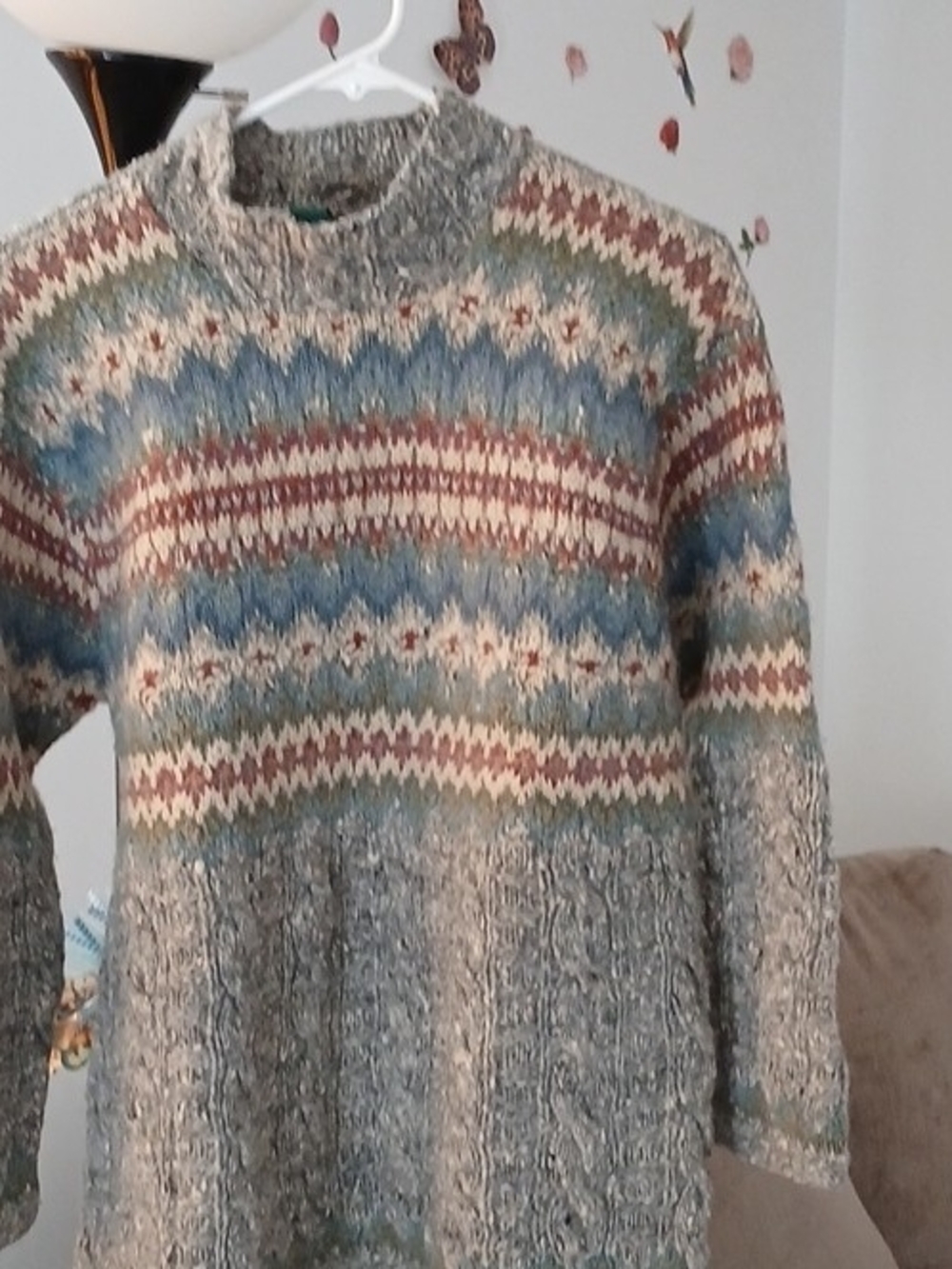 Lauren Ralph Lauren Multitone Crewneck Sweater in Gray, Blue, Cream & Rust - Picture 2 of 3